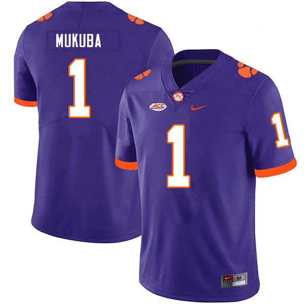 Men #1 Andrew Mukuba Clemson Tigers College Football Jerseys Sale-Purple